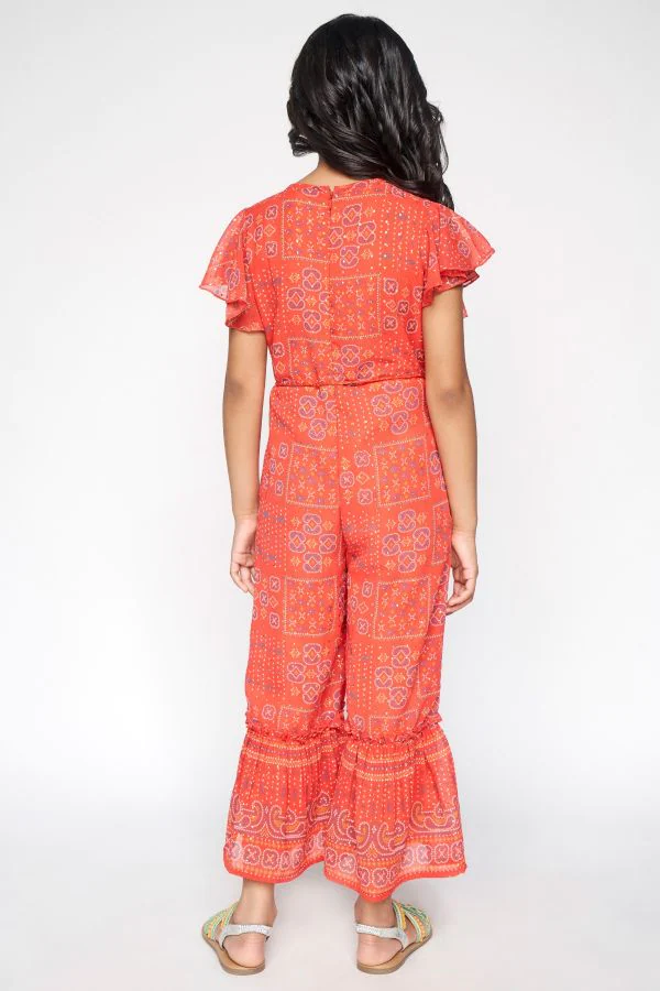 Orange flared jumpsuit cheap